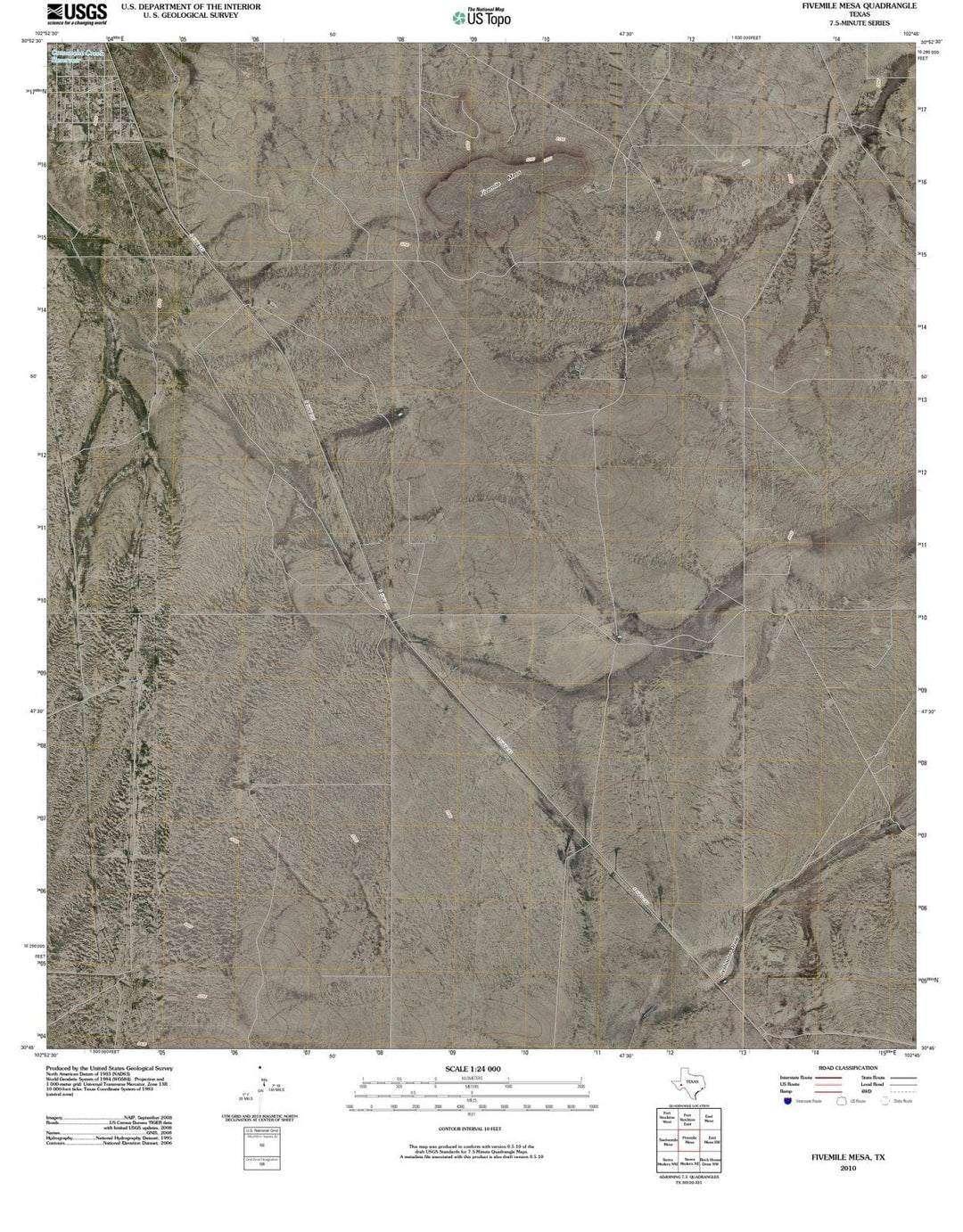 2010 Fivemile Mesa, TX - Texas - USGS Topographic Map