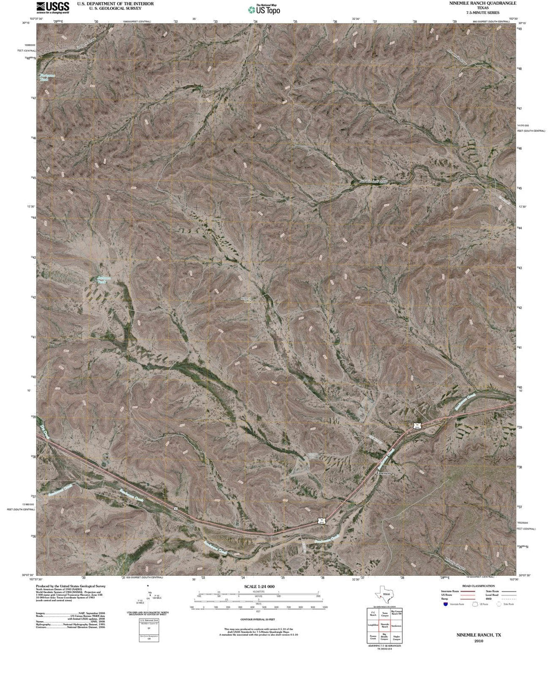 2010 Ninemile Ranch, TX - Texas - USGS Topographic Map