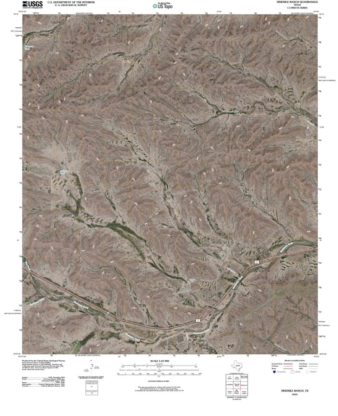 2010 Ninemile Ranch, TX - Texas - USGS Topographic Map