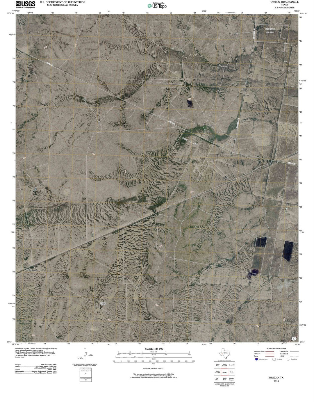 2010 Owego, TX - Texas - USGS Topographic Map