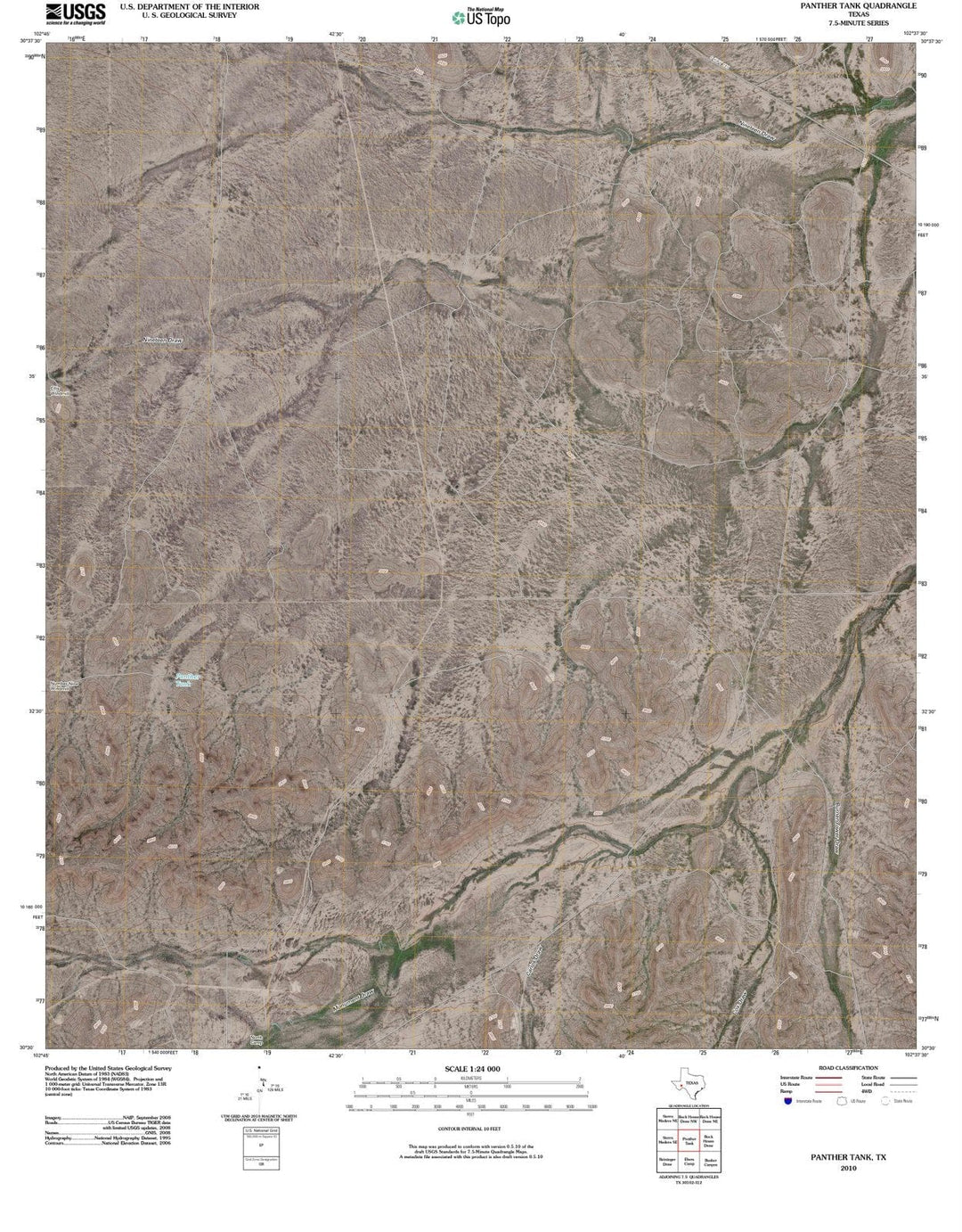 2010 Panther Tank, TX - Texas - USGS Topographic Map