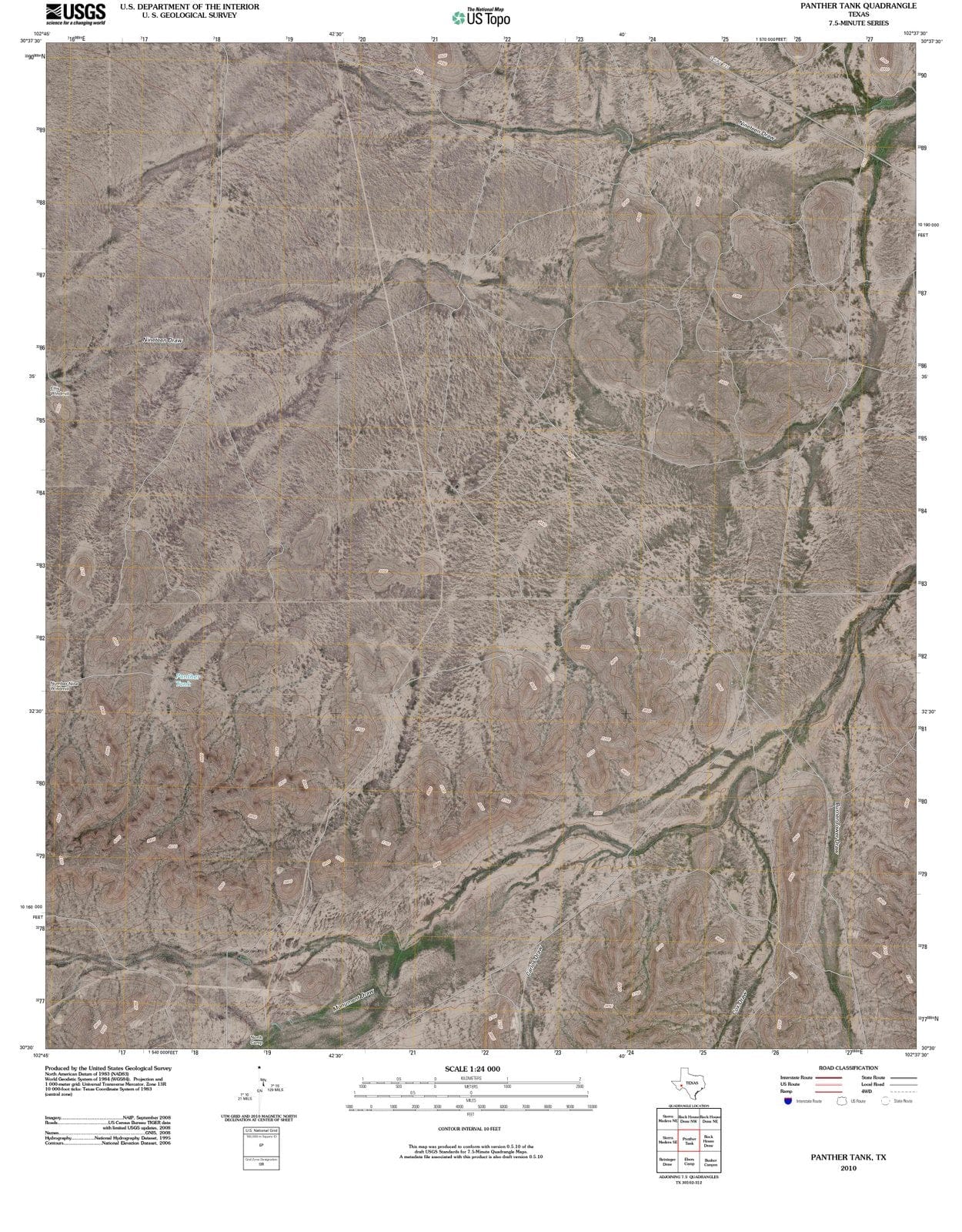 2010 Panther Tank, TX - Texas - USGS Topographic Map