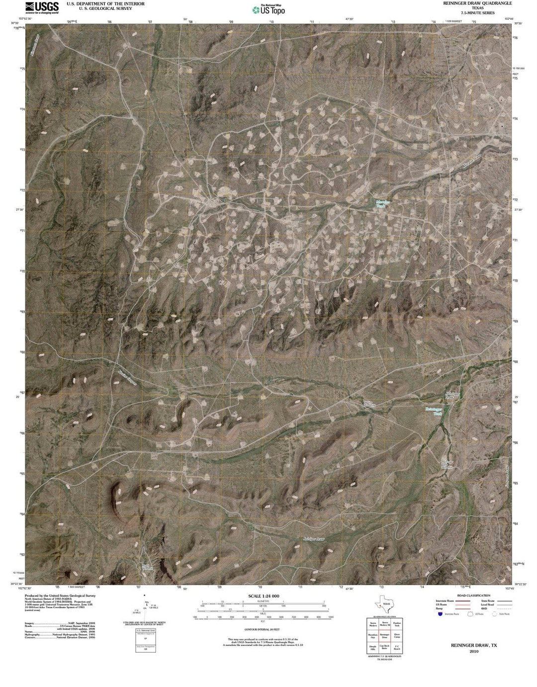 2010 Reiningerraw, TX - Texas - USGS Topographic Map