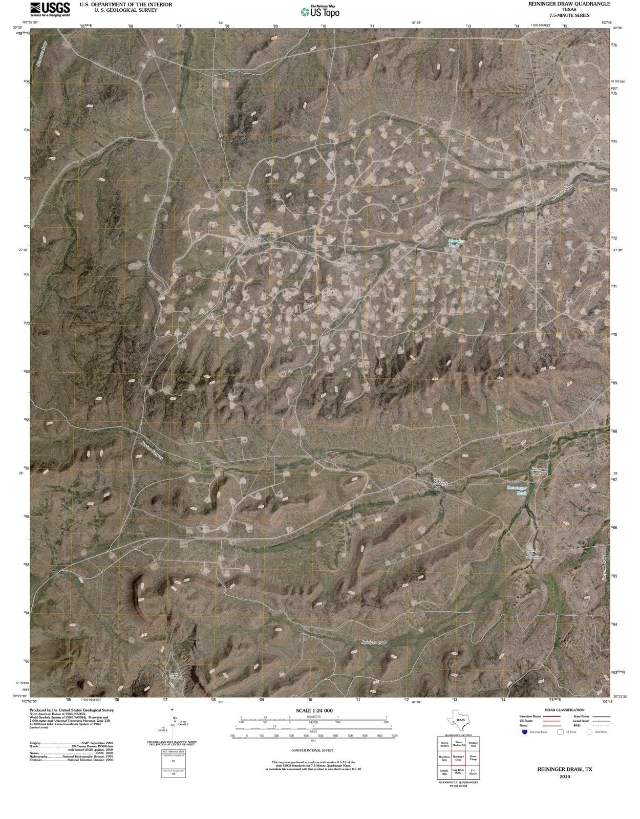 2010 Reiningerraw, TX - Texas - USGS Topographic Map