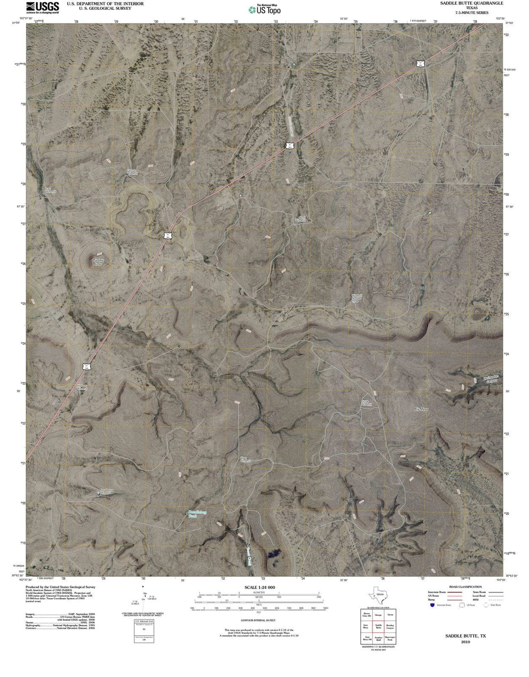 2010 Saddle Butte, TX - Texas - USGS Topographic Map