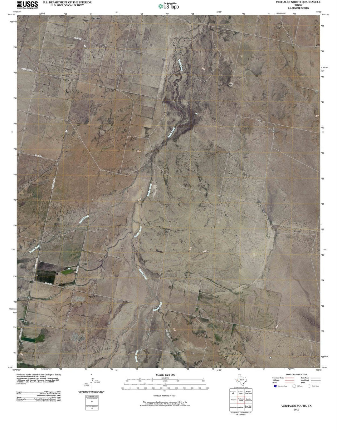 2010 Verhalen South, TX - Texas - USGS Topographic Map