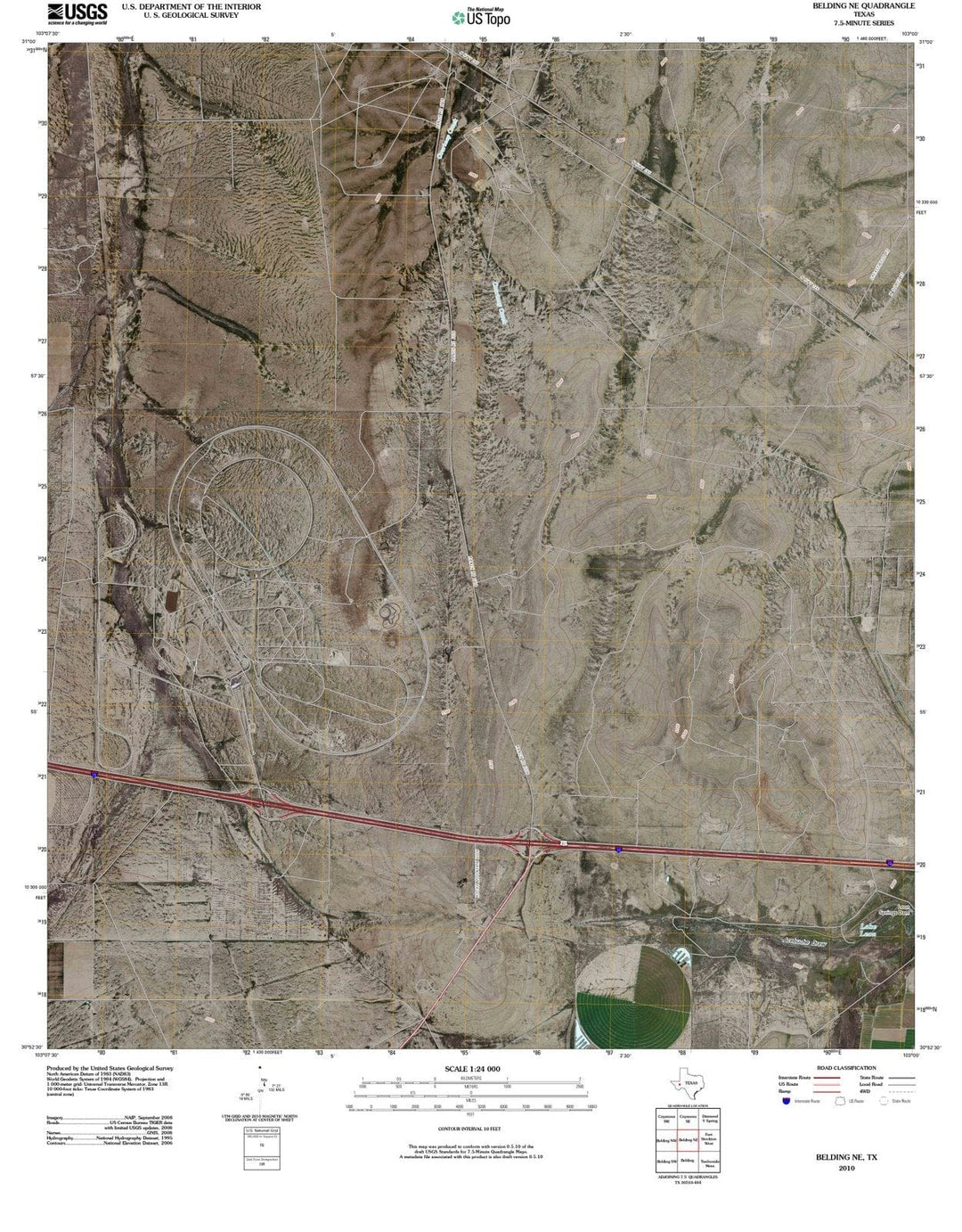 2010 Belding, TX - Texas - USGS Topographic Map