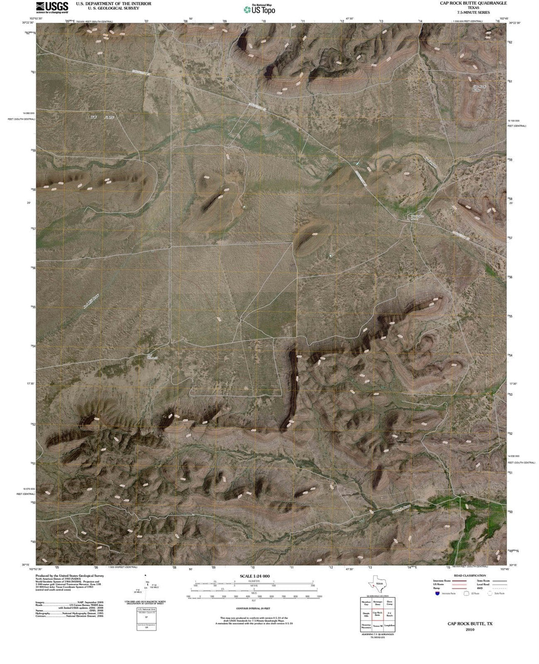 2010 Cap Rock Butte, TX - Texas - USGS Topographic Map