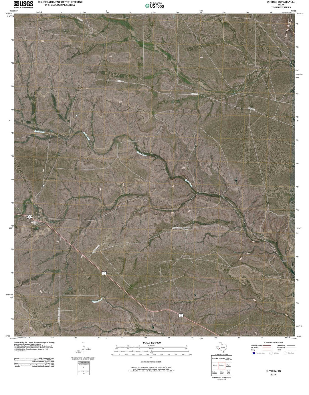 2010 Dryden, TX - Texas - USGS Topographic Map