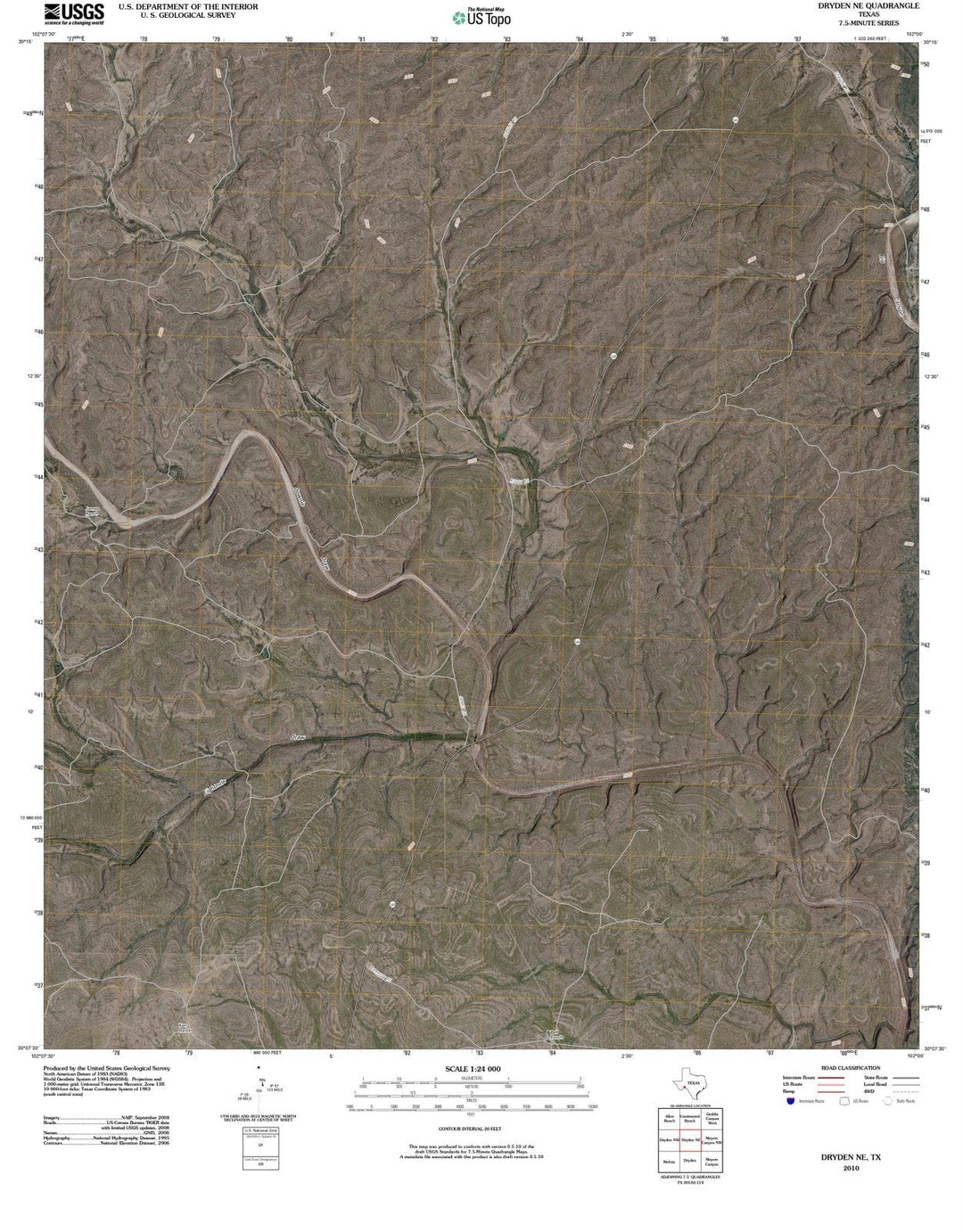 2010 Dryden, TX - Texas - USGS Topographic Map