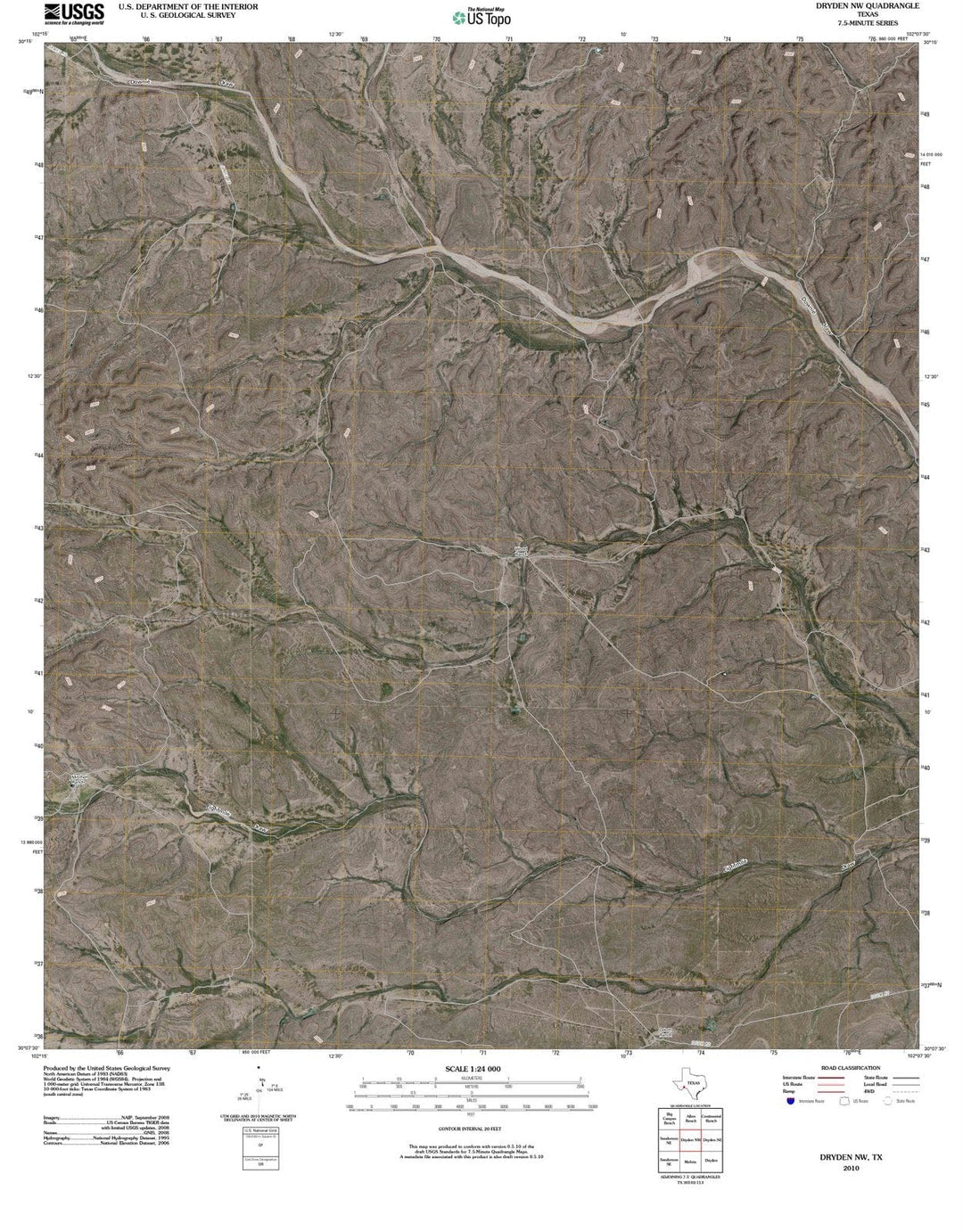 2010 Dryden, TX - Texas - USGS Topographic Map