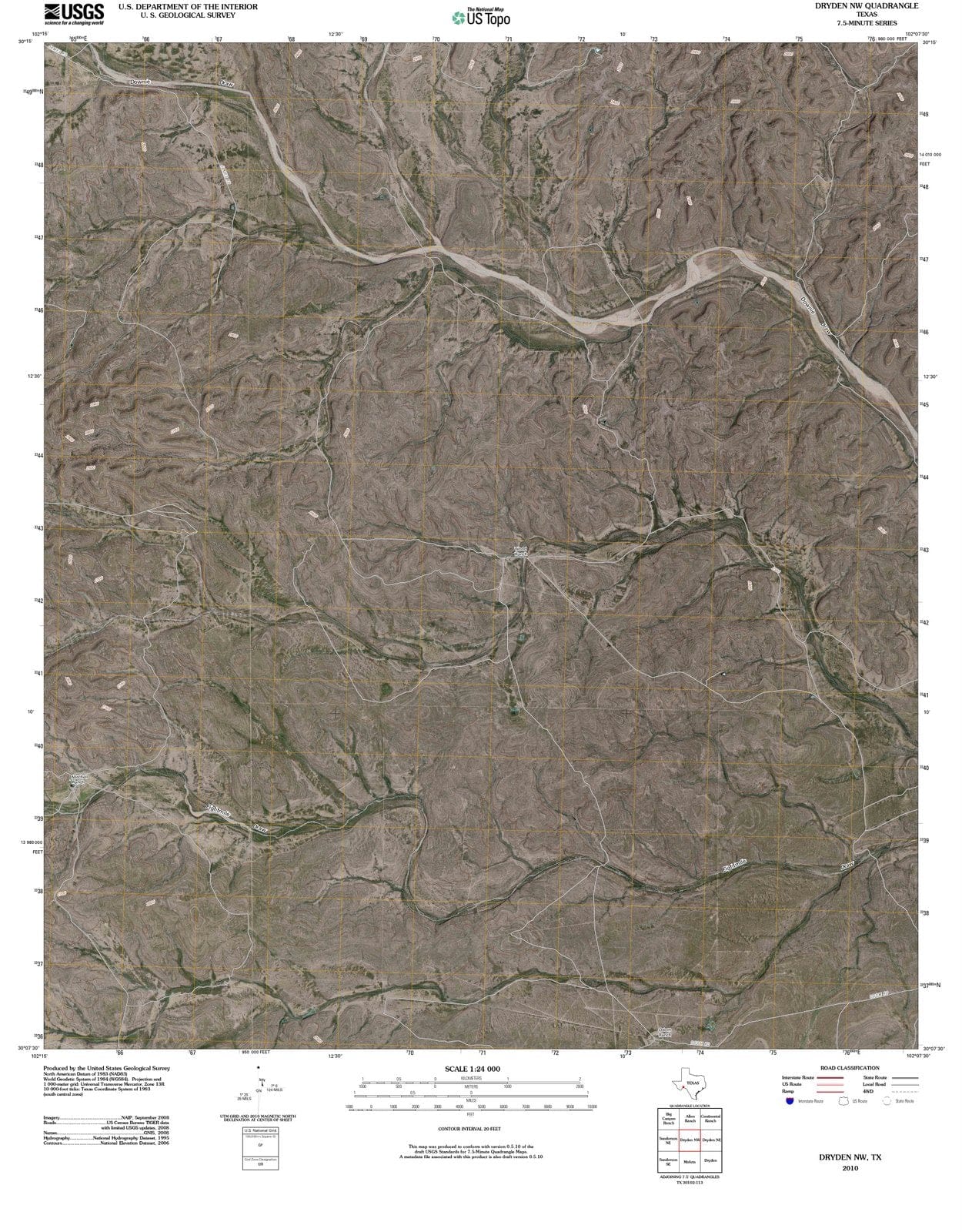 2010 Dryden, TX - Texas - USGS Topographic Map