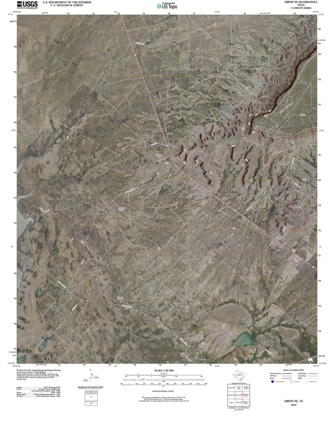2010 Girvin, TX - Texas - USGS Topographic Map