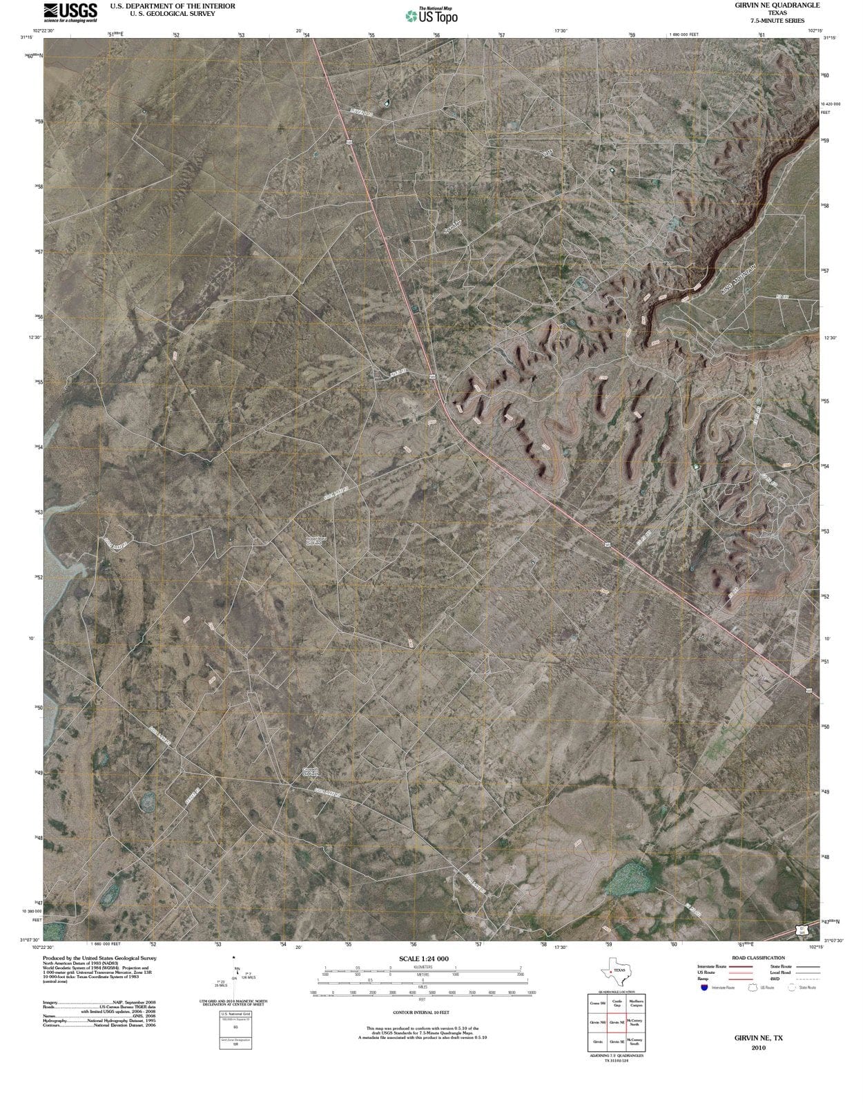 2010 Girvin, TX - Texas - USGS Topographic Map