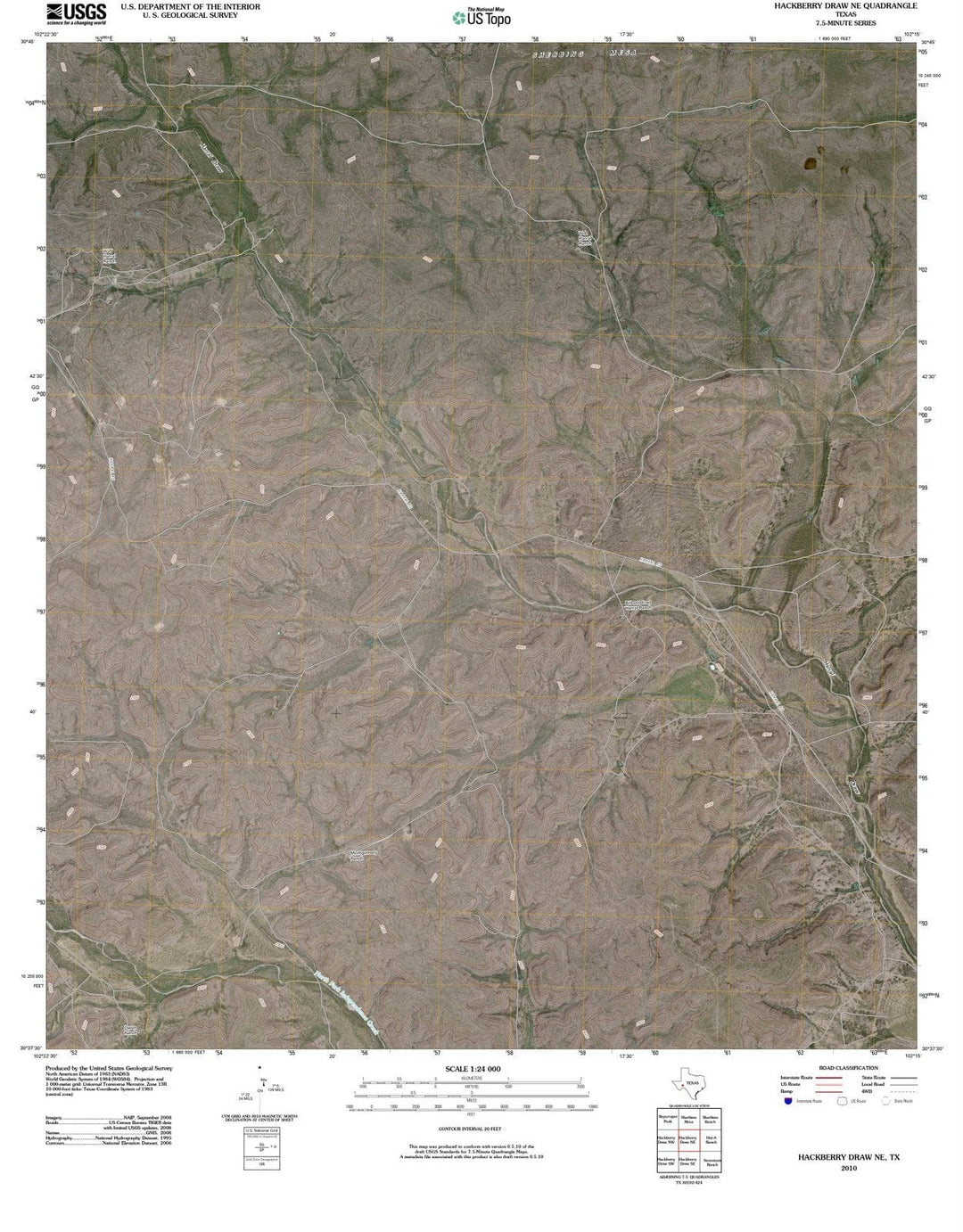 2010 Hackberryraw, TX - Texas - USGS Topographic Map