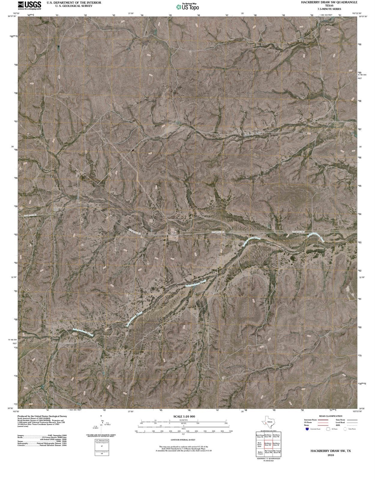 2010 Hackberryraw, TX - Texas - USGS Topographic Map