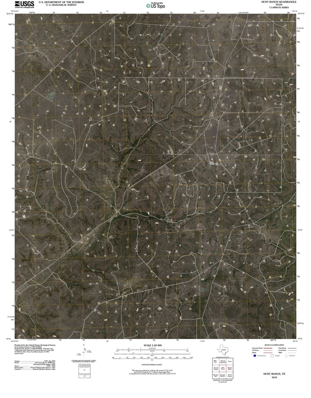 2010 Hunt Ranch, TX - Texas - USGS Topographic Map