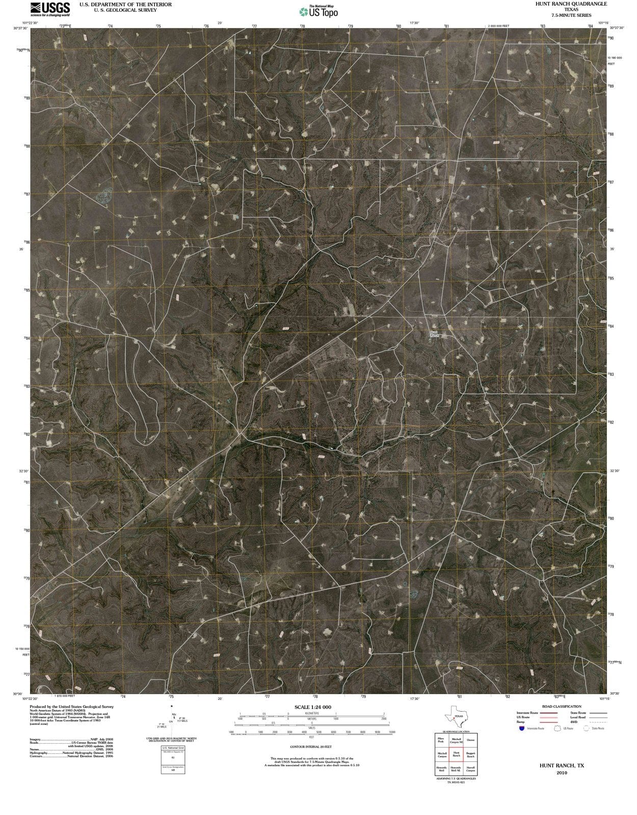 2010 Hunt Ranch, TX - Texas - USGS Topographic Map
