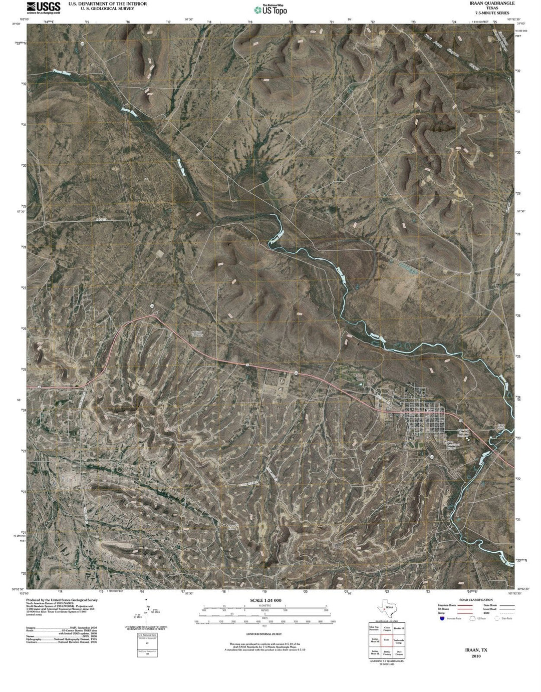 2010 Iraan, TX - Texas - USGS Topographic Map
