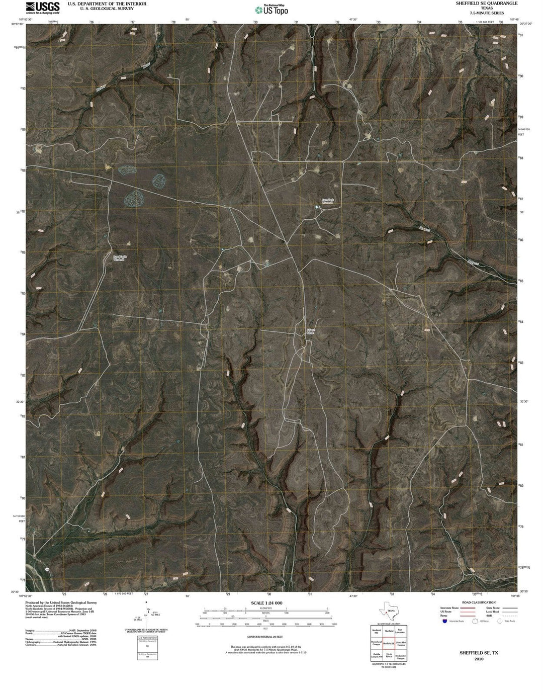 2010 Sheffield, TX - Texas - USGS Topographic Map