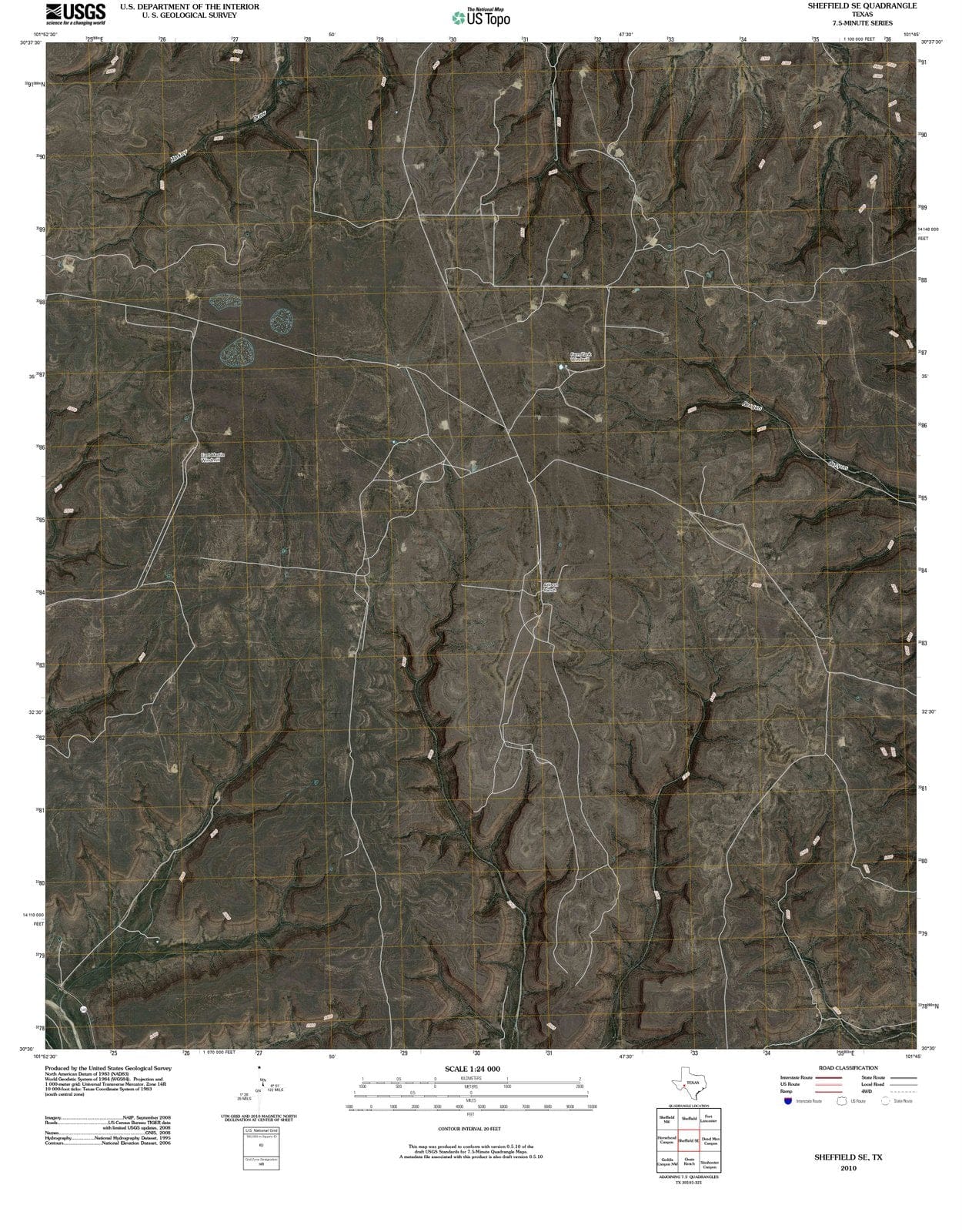 2010 Sheffield, TX - Texas - USGS Topographic Map