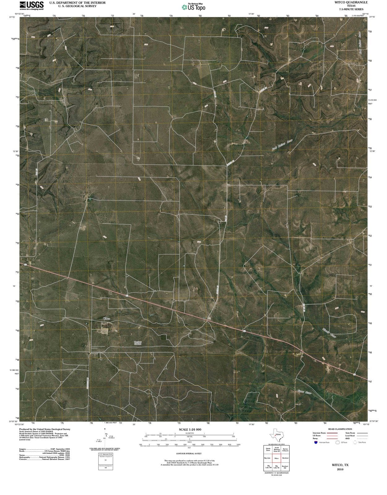 2010 Witco, TX - Texas - USGS Topographic Map