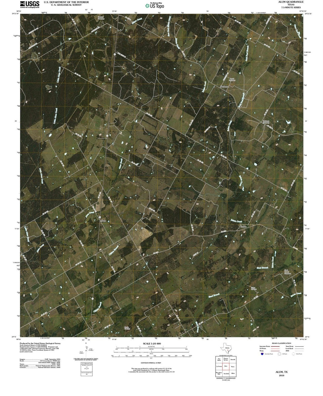 2010 Alum, TX - Texas - USGS Topographic Map