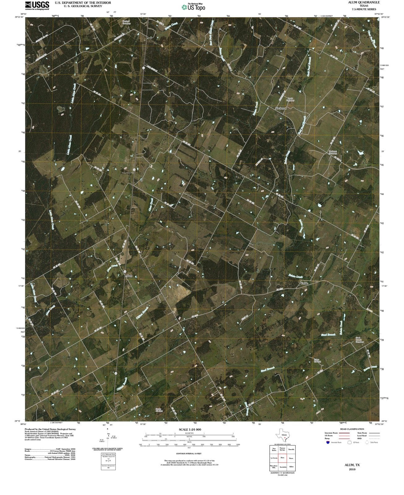 2010 Alum, TX - Texas - USGS Topographic Map