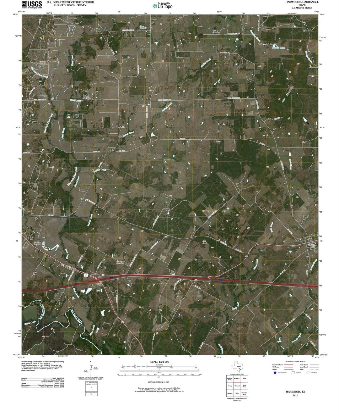 2010 Harwood, TX - Texas - USGS Topographic Map