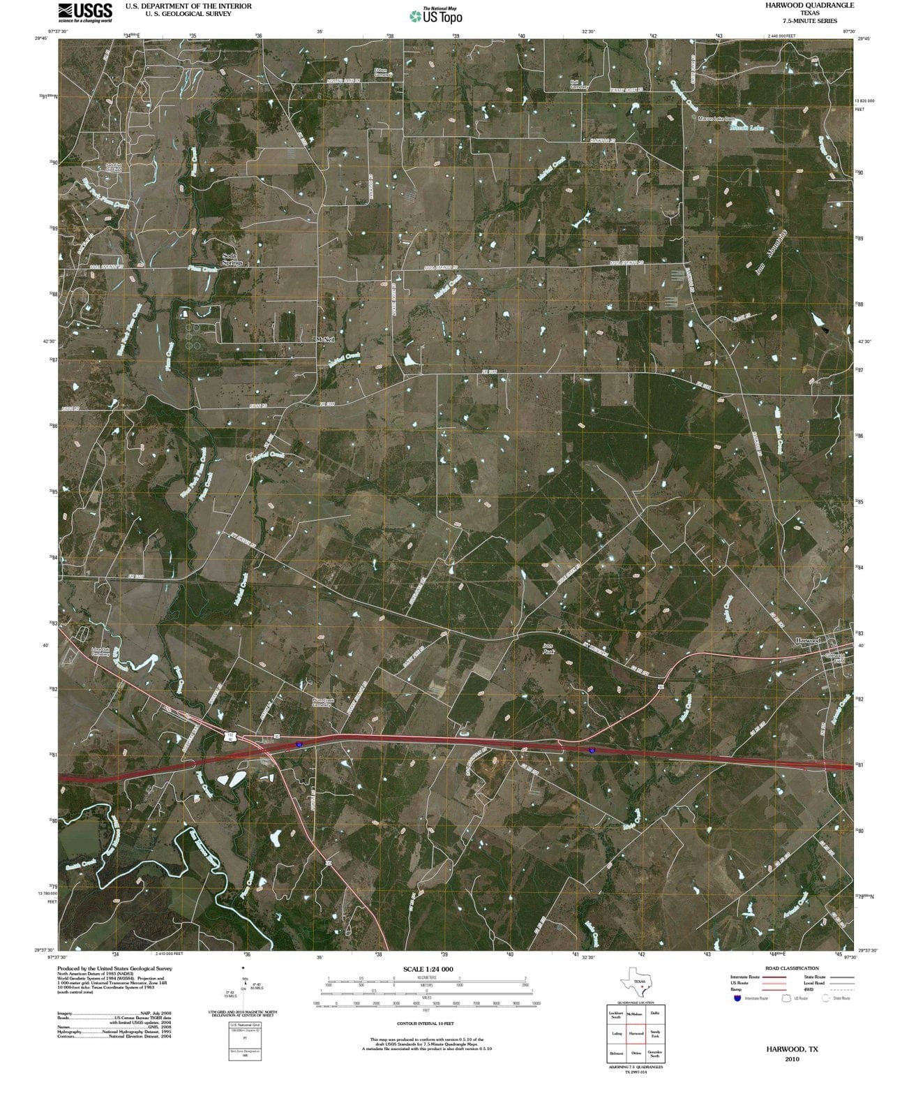 2010 Harwood, TX - Texas - USGS Topographic Map