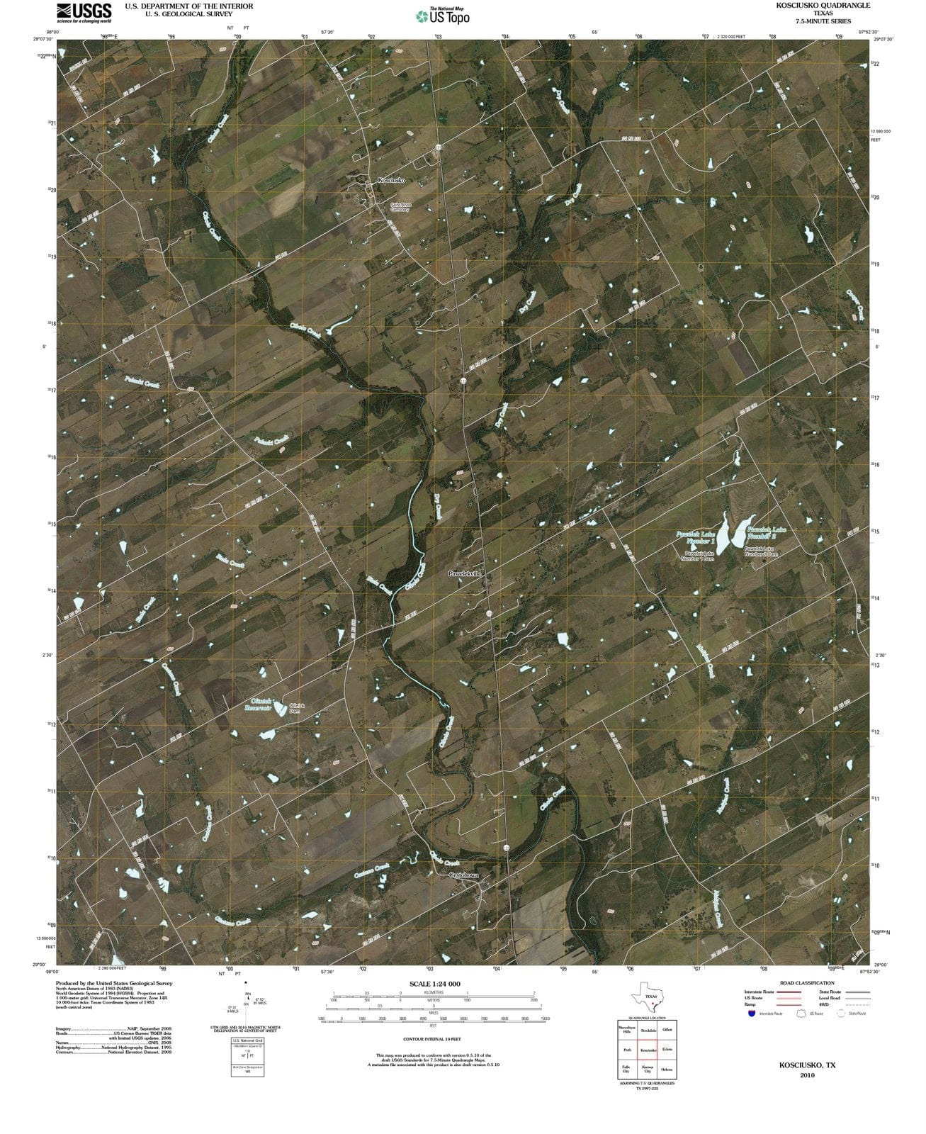 2010 Kosciusko, TX - Texas - USGS Topographic Map