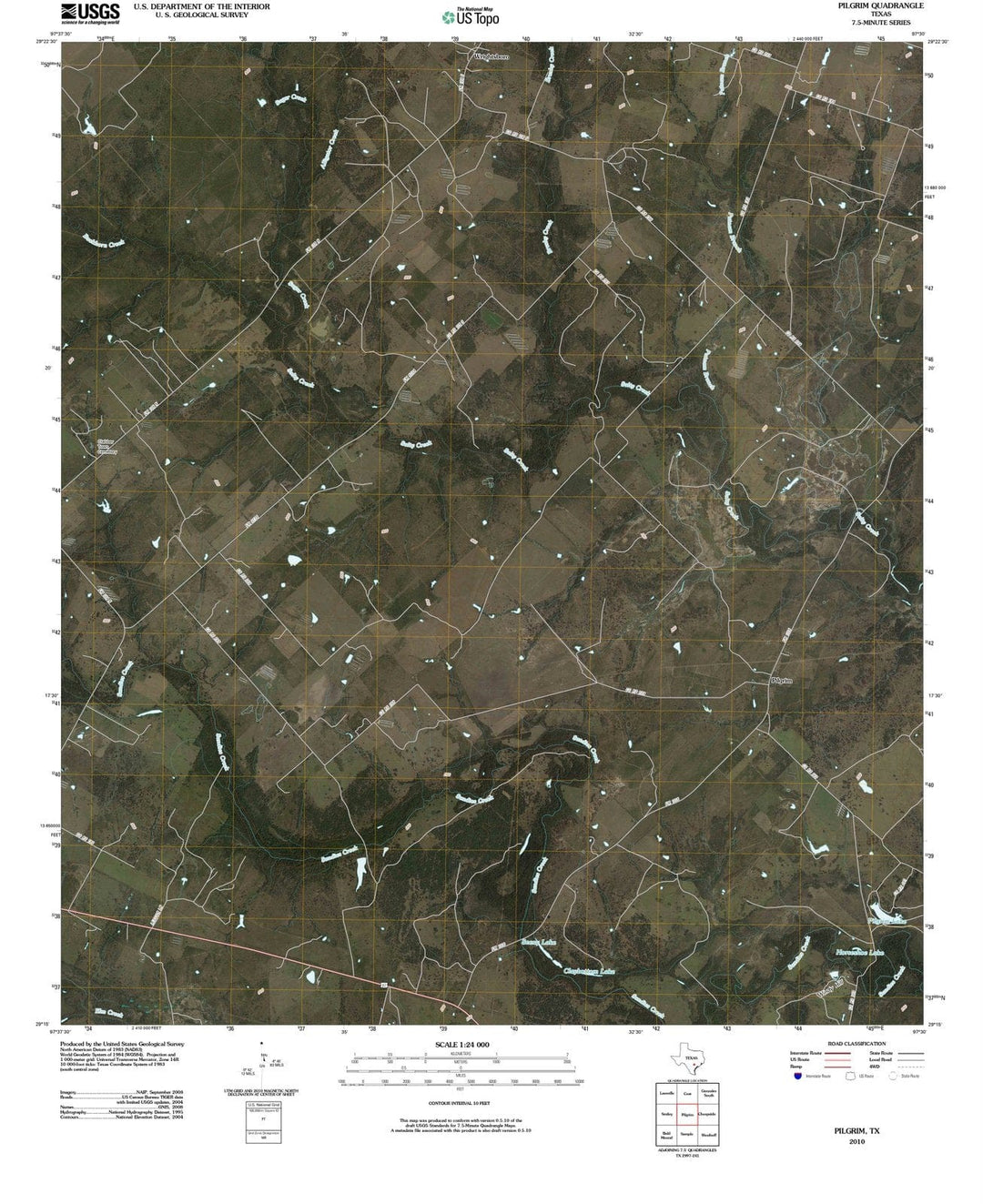 2010 Pilgrim, TX - Texas - USGS Topographic Map