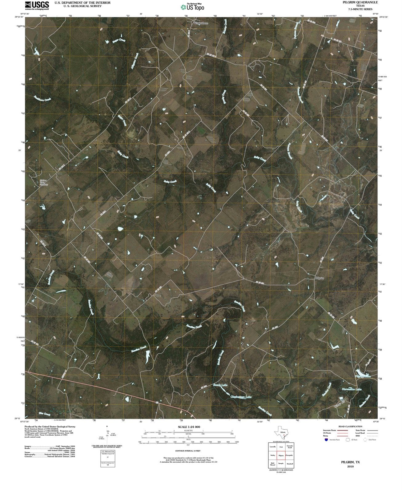 2010 Pilgrim, TX - Texas - USGS Topographic Map