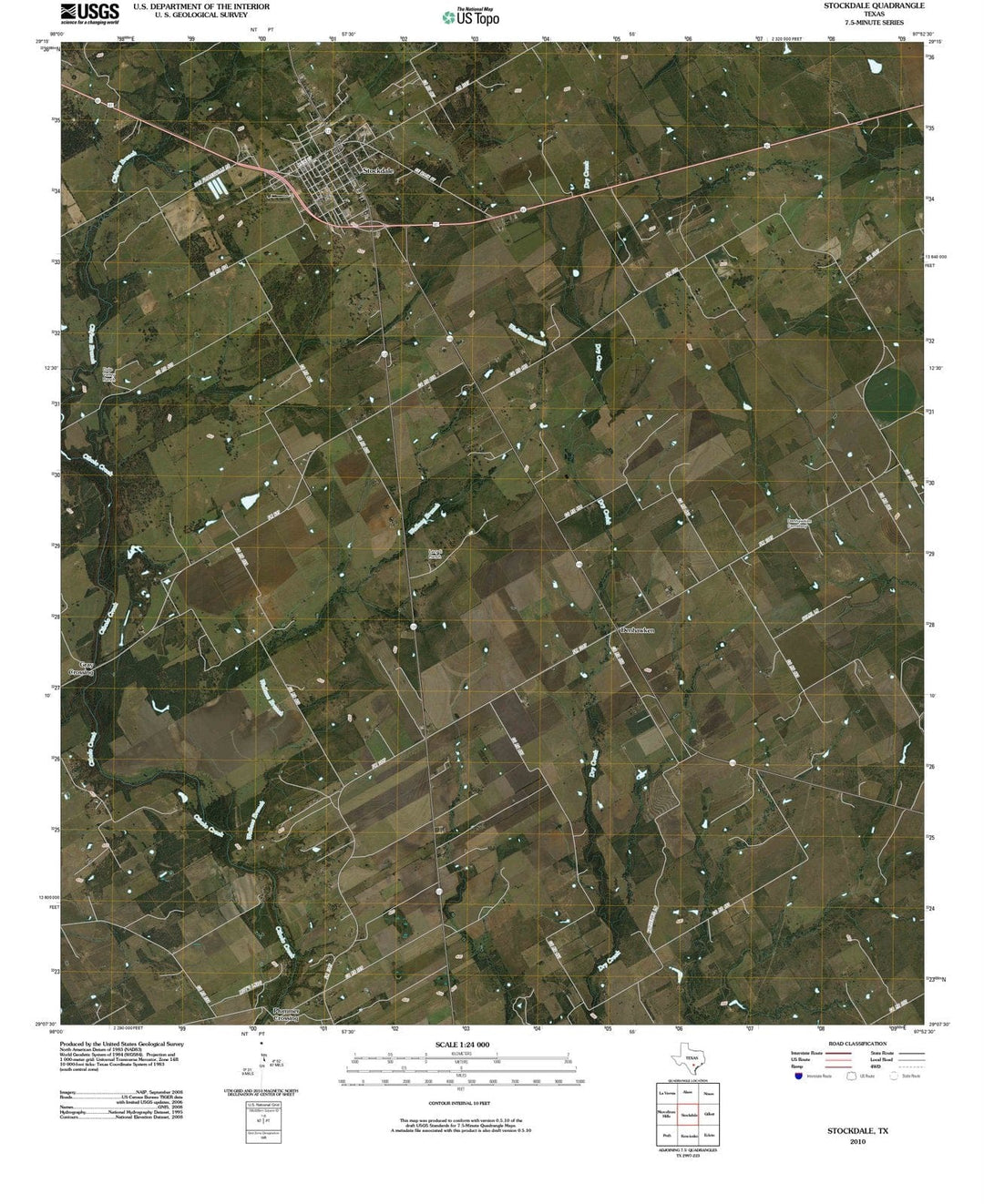 2010 Stockdale, TX - Texas - USGS Topographic Map
