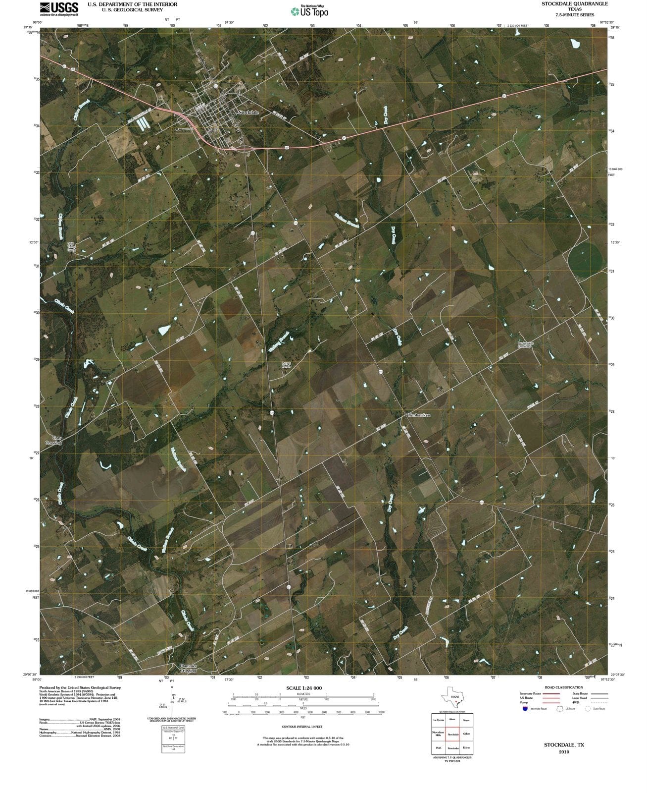 2010 Stockdale, TX - Texas - USGS Topographic Map