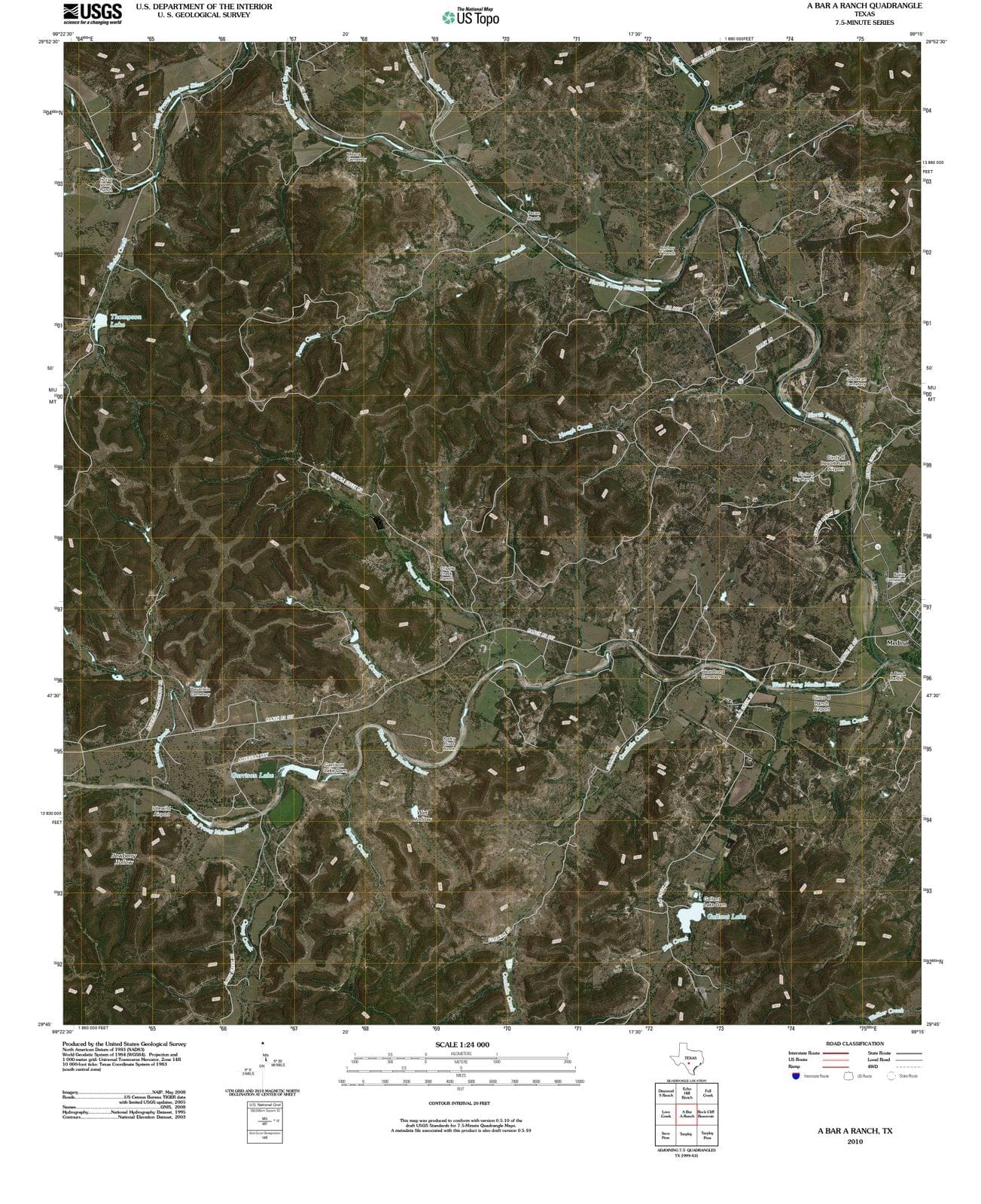 2010 A Bar A Ranch, TX - Texas - USGS Topographic Map