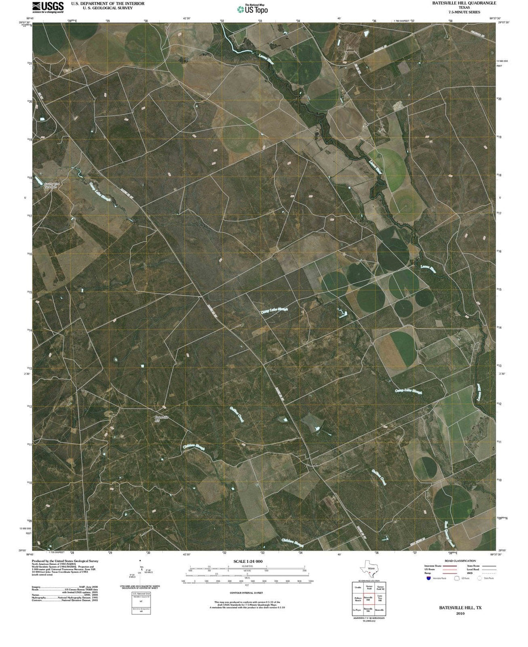 2010 Batesville Hill, TX - Texas - USGS Topographic Map
