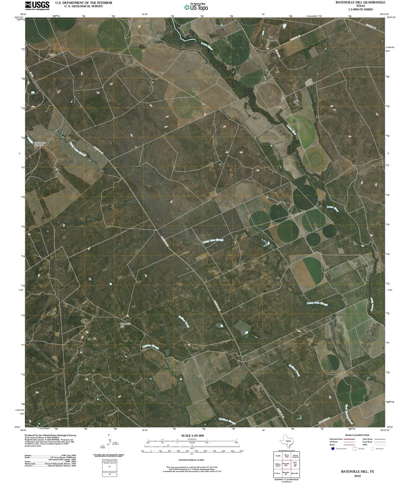 2010 Batesville Hill, TX - Texas - USGS Topographic Map