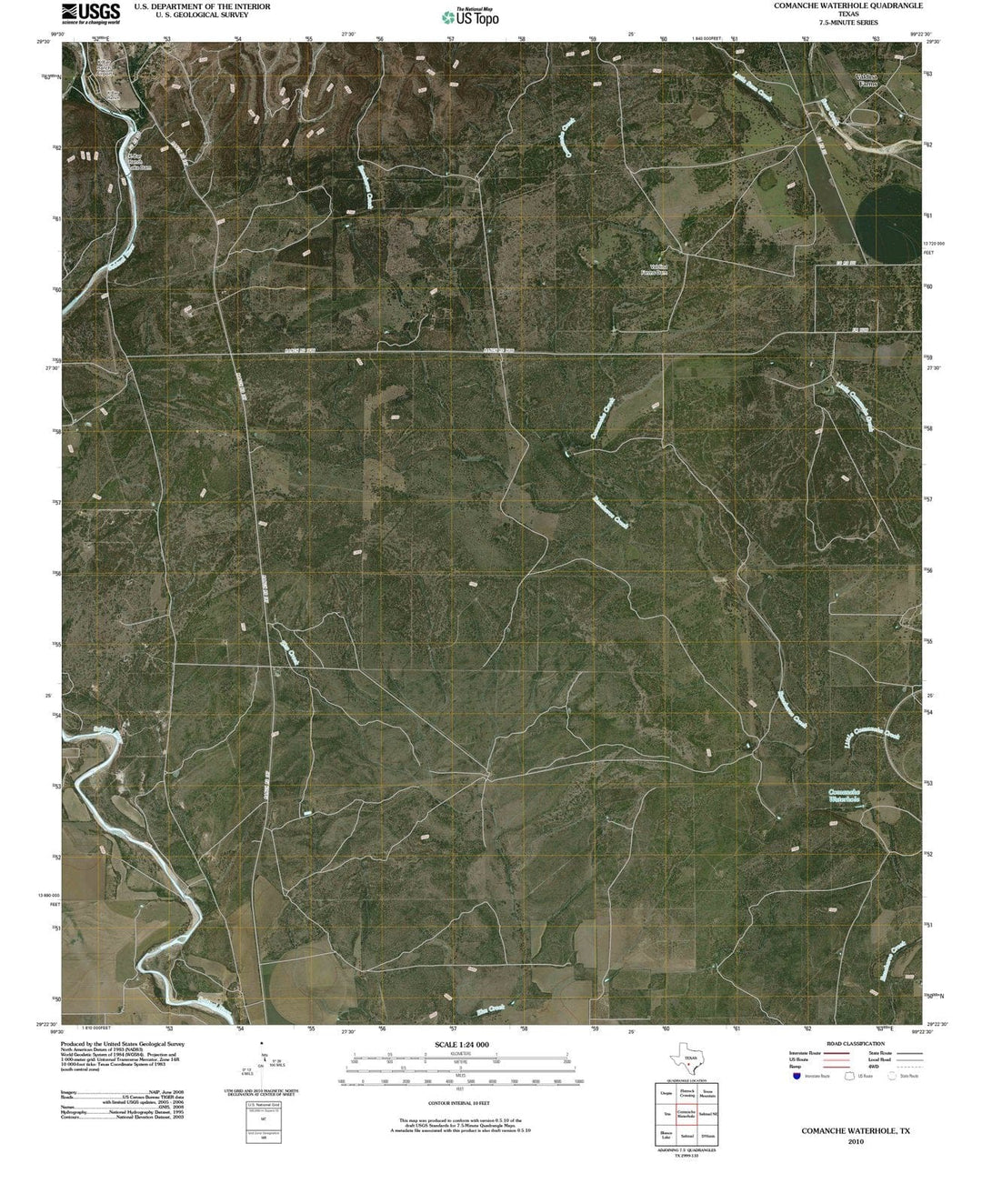 2010 Comanche Waterhole, TX - Texas - USGS Topographic Map