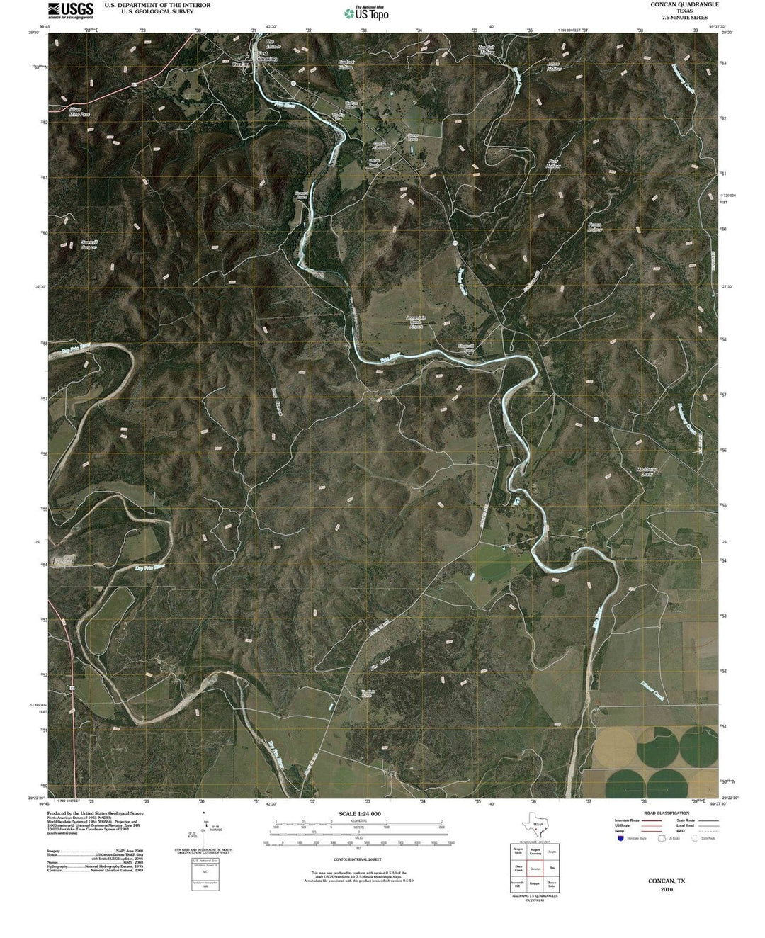 2010 Concan, TX - Texas - USGS Topographic Map