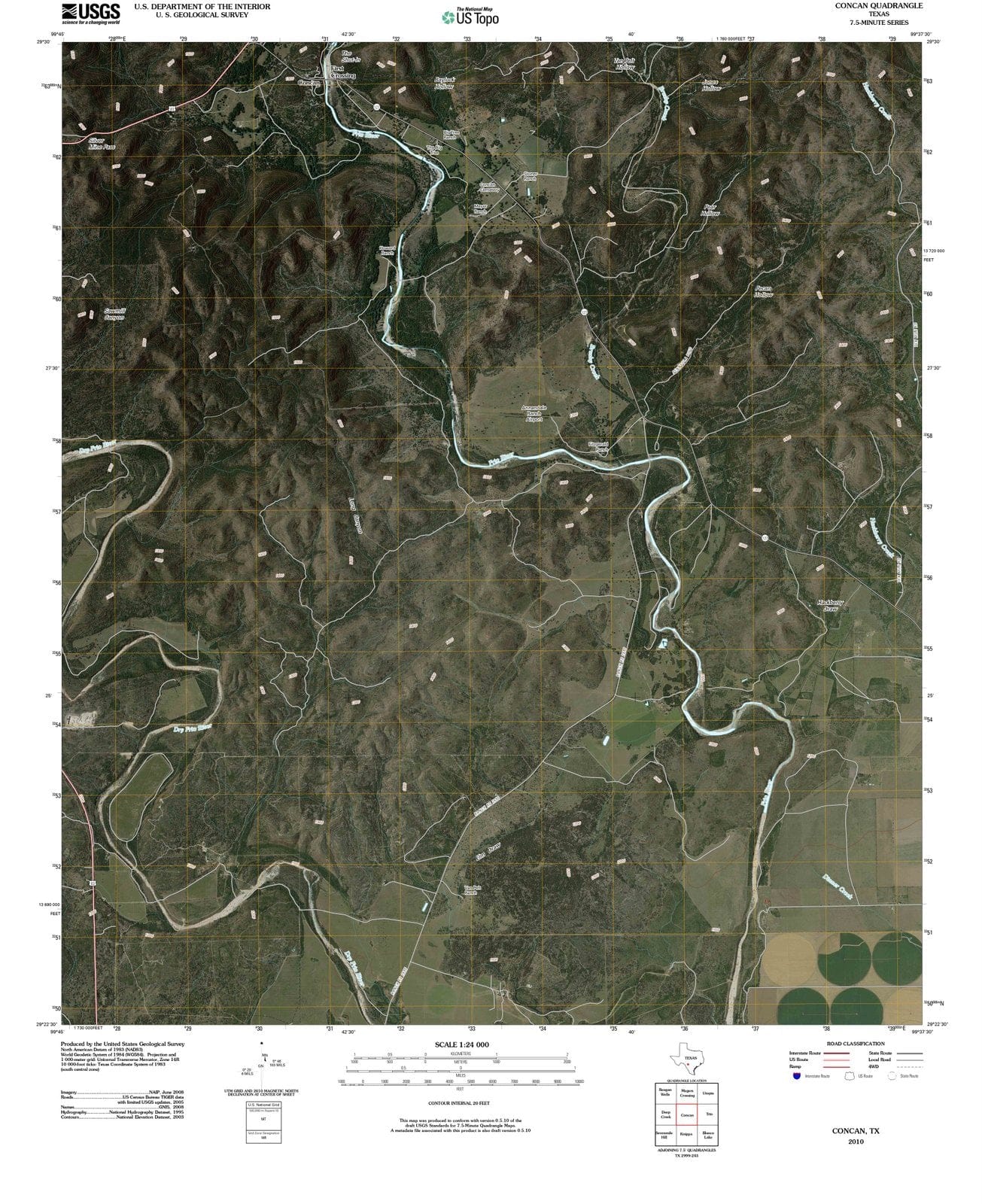 2010 Concan, TX - Texas - USGS Topographic Map