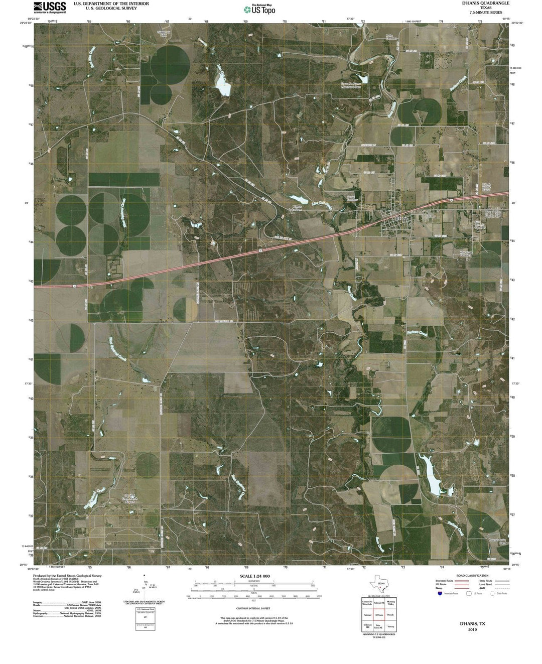 2010 D'Hanis, TX - Texas - USGS Topographic Map