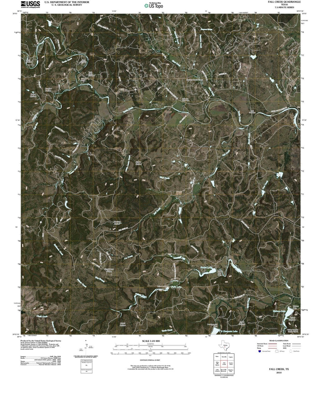 2010 Fall Creek, TX - Texas - USGS Topographic Map