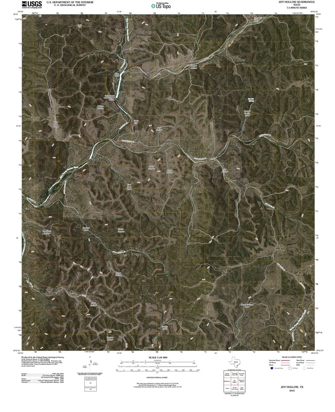 2010 Joy Hollow, TX - Texas - USGS Topographic Map