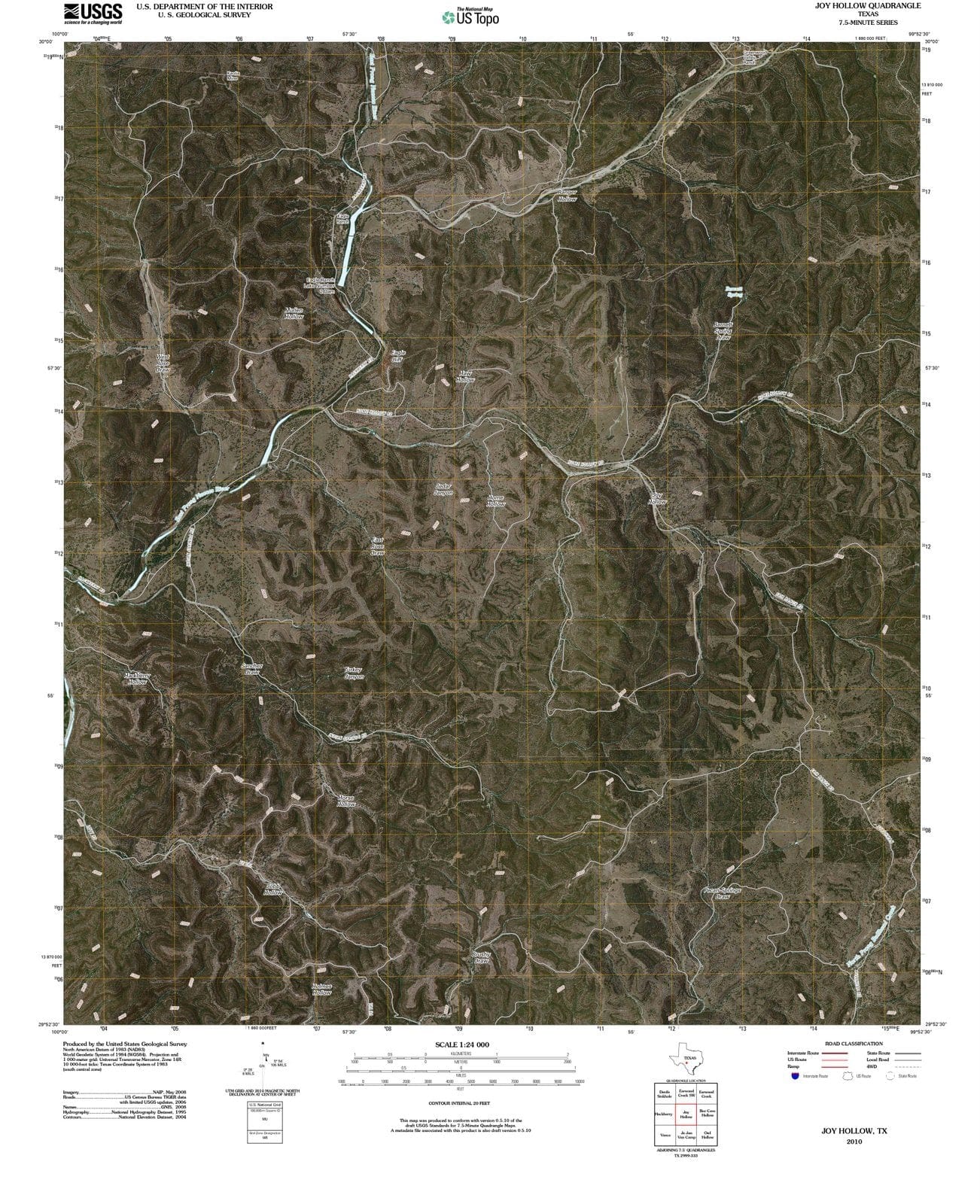 2010 Joy Hollow, TX - Texas - USGS Topographic Map