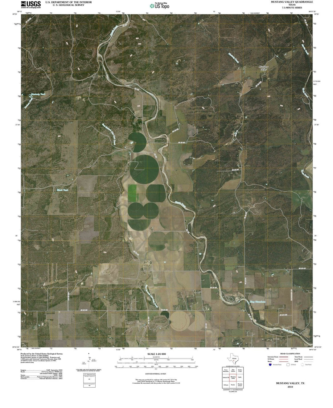2010 Mustang Valley, TX - Texas - USGS Topographic Map