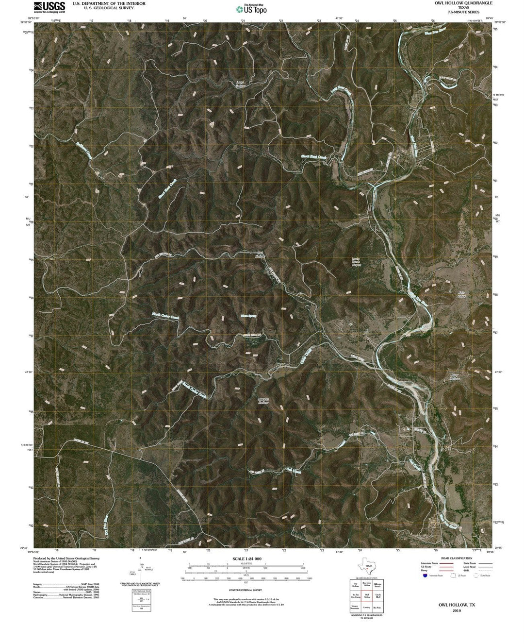 2010 Owl Hollow, TX - Texas - USGS Topographic Map