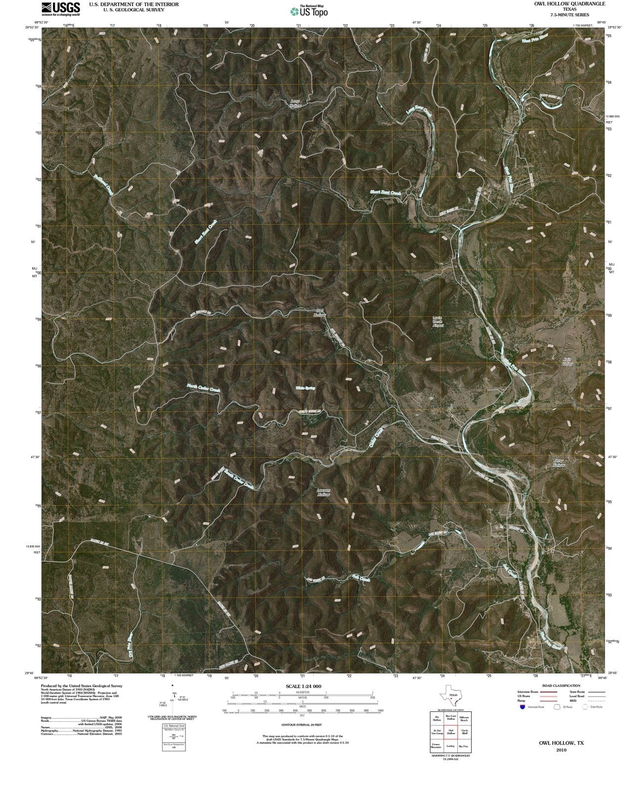 2010 Owl Hollow, TX - Texas - USGS Topographic Map