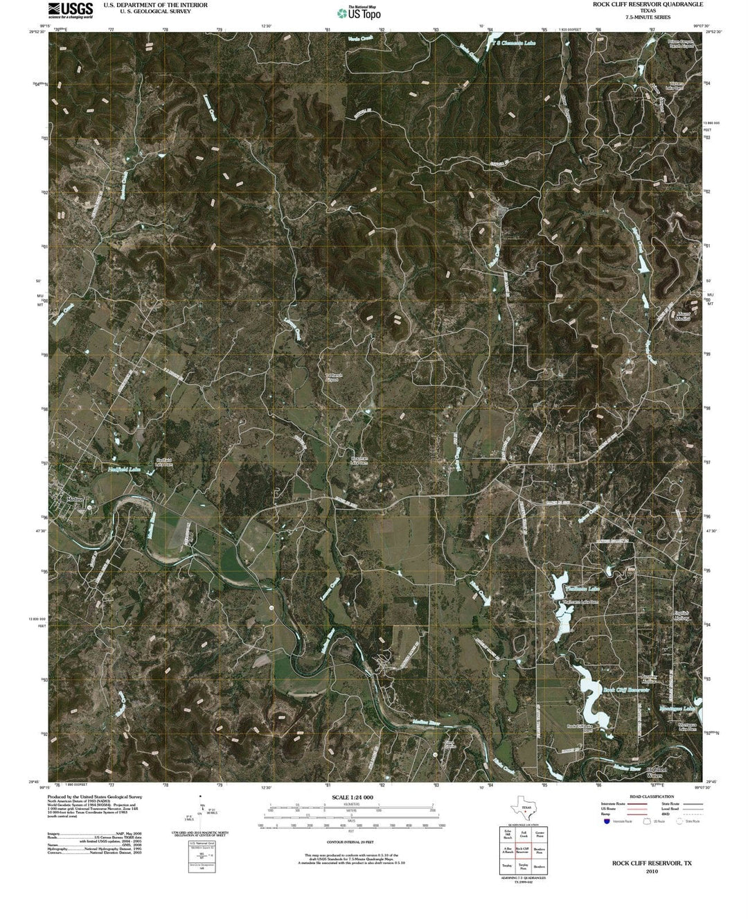 2010 Rock Cliff Reservoir, TX - Texas - USGS Topographic Map