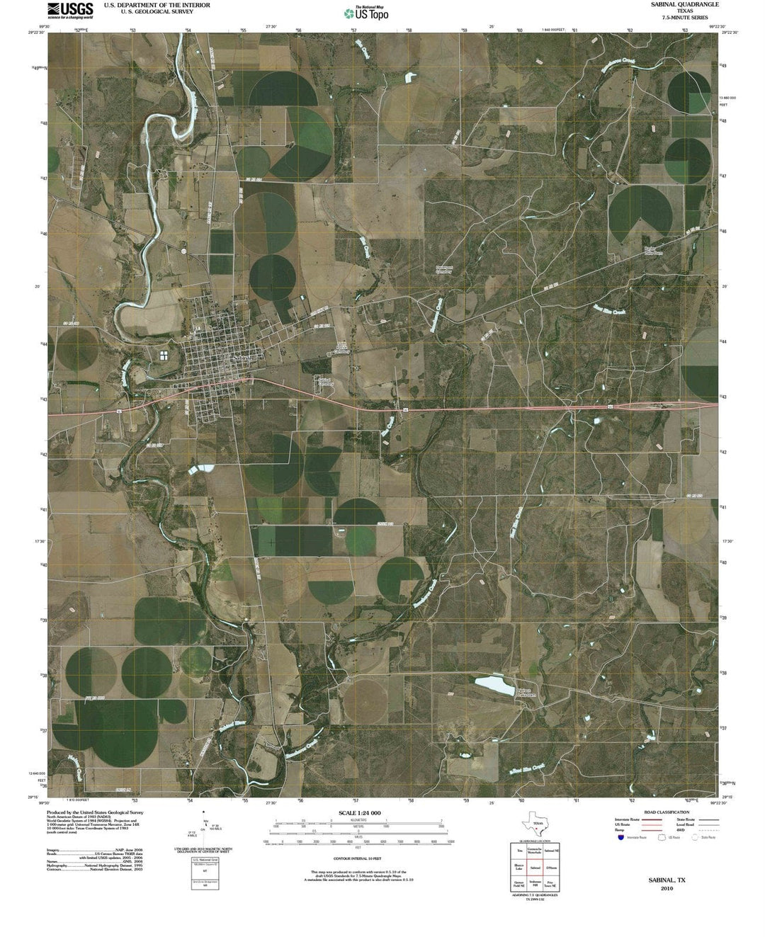 2010 Sabinal, TX - Texas - USGS Topographic Map